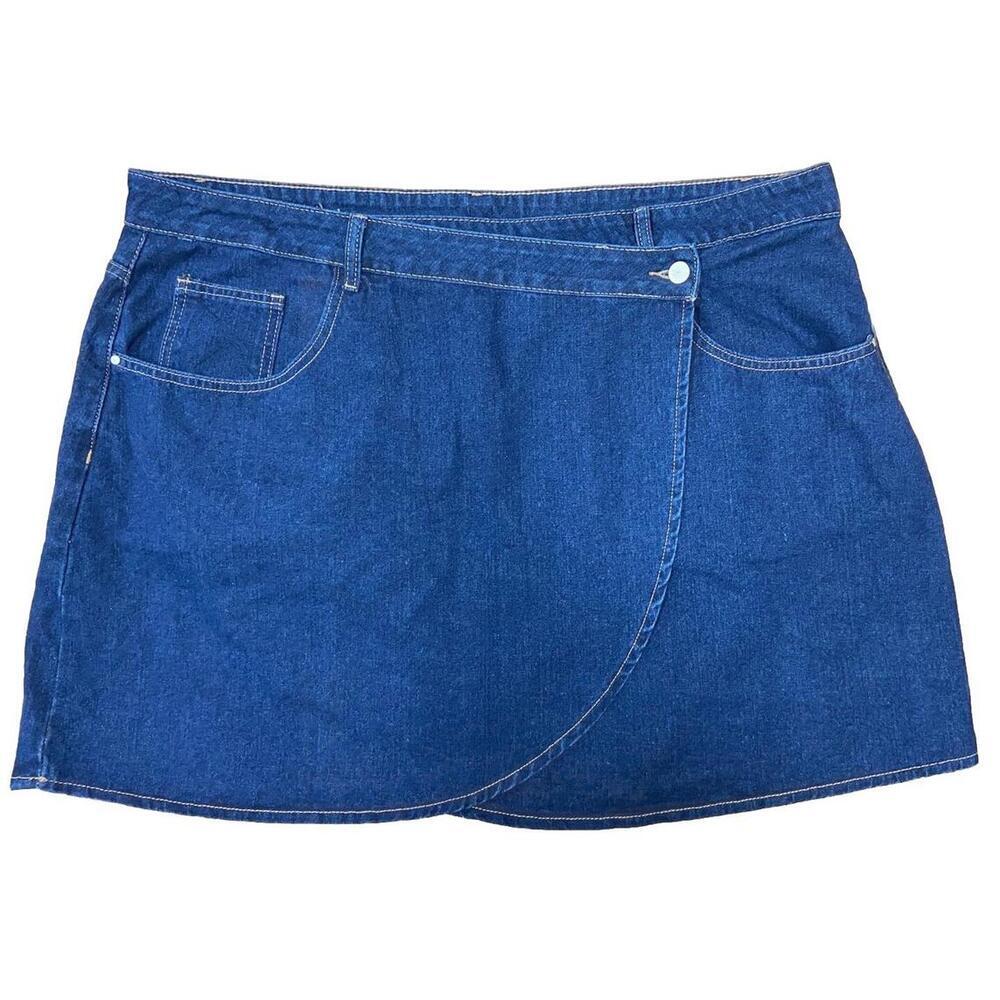 NWT Cider Women's Plus Size 2XL XXL Button Denim Skirt Wrap Pockets New Retro